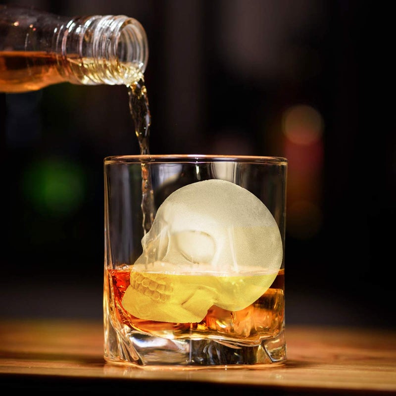 Antenda Extra Large 3D Skull Ice Cube Mold Silicone Ice Molds for Whiskey Ice Cube Trays with Funnel for Big Mouth Cup Skull Ice Maker with Resin Chocolate sugar Whiskey Ice Mold for Parties (2 PCS) - Image 3